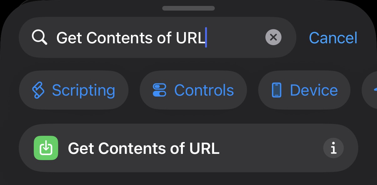 Add Get Contents of URL action