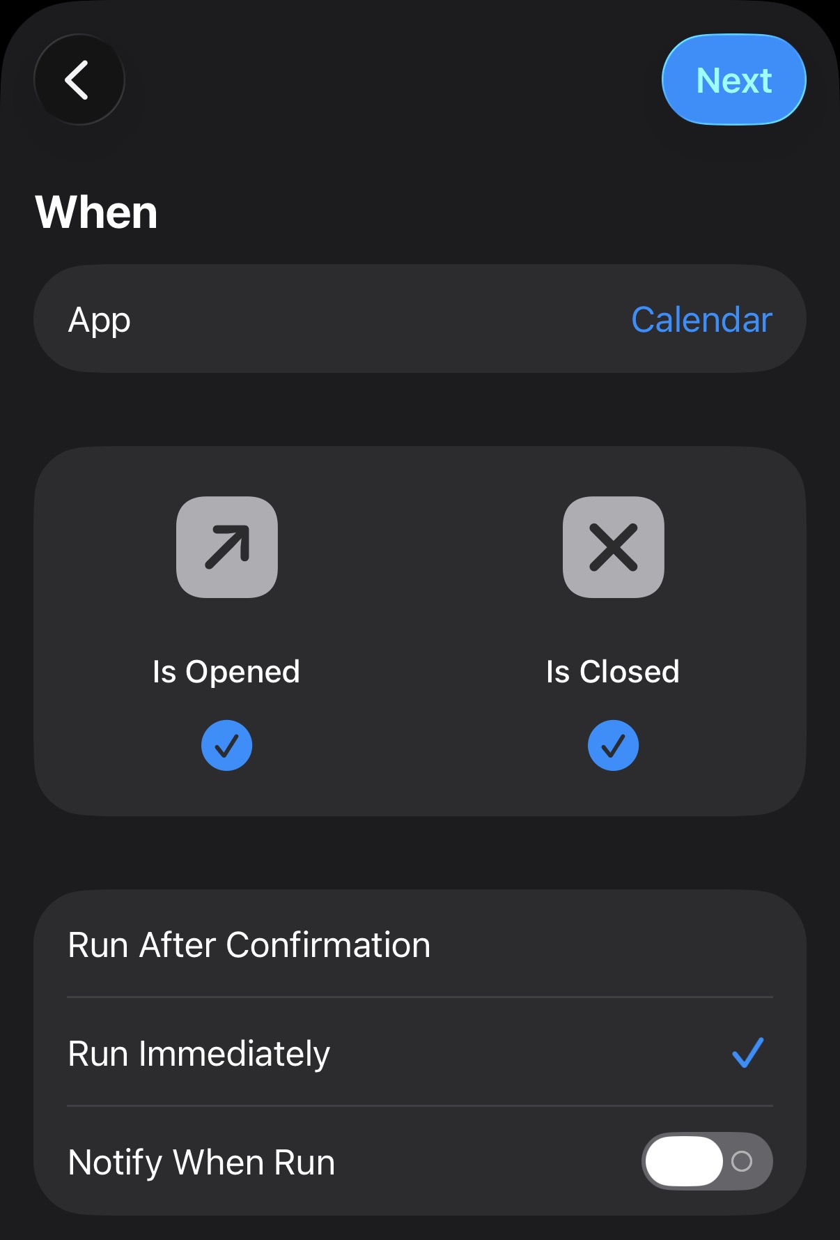After configuring App trigger